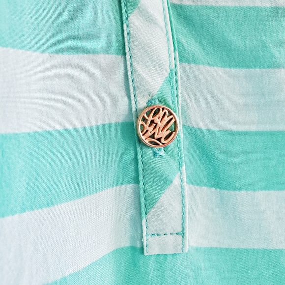 LILLY PULITZER Elsa Striped Silk Green Top XS - Picture 5 of 8